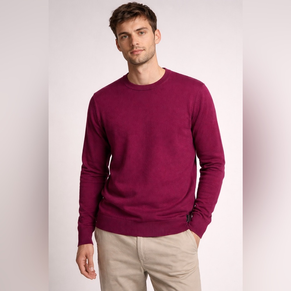 7 For All Mankind Sweater Mens Small-Med Red Pullover Crewneck Lightweight Knit